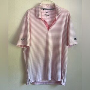 🌟3 for $25🌟 Adidas Men's Pink Golf Striped Polo Shirt